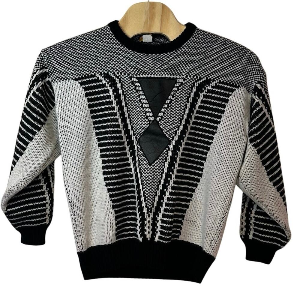 Vintage Sergio‎ Valente Geometric 1980s Crewneck Sweater Size XL Grandpa Dad